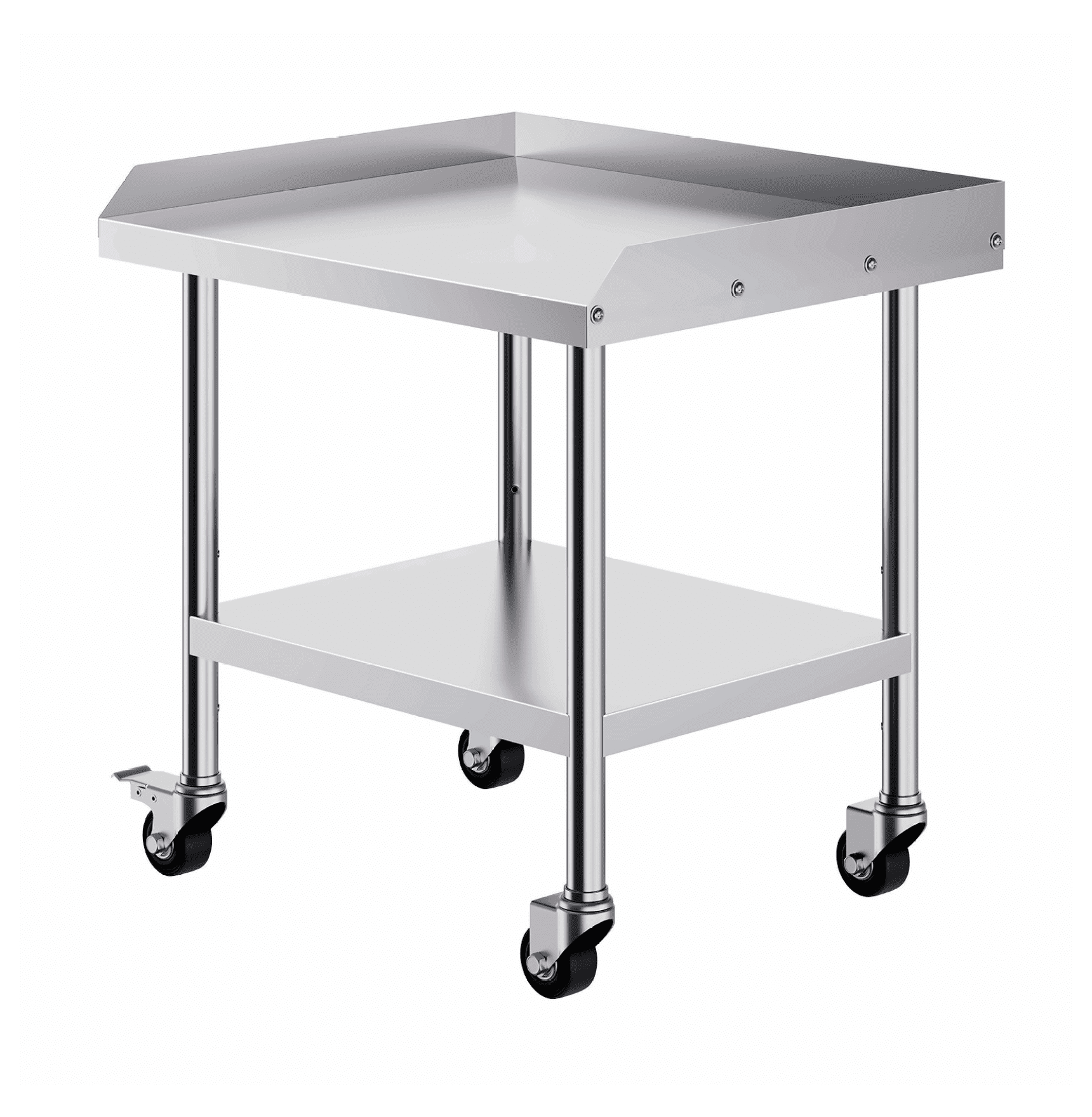 Stainless Steel Work Table 24x28x30 Inch - Commercial Kitchen Prep Table with Wheels & Backsplash