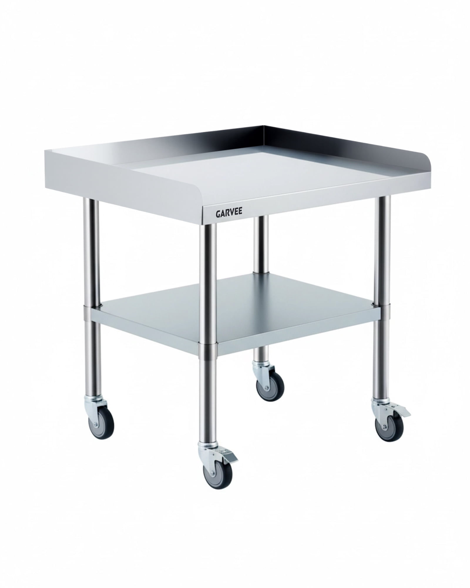 Stainless Steel Work Table, with 3-Sided Backsplash & Wheels, Height-Adjustable Undershelf,Prep Commercial Table for Restaurant, Hotel, Home and Warehouse, 24x36inch