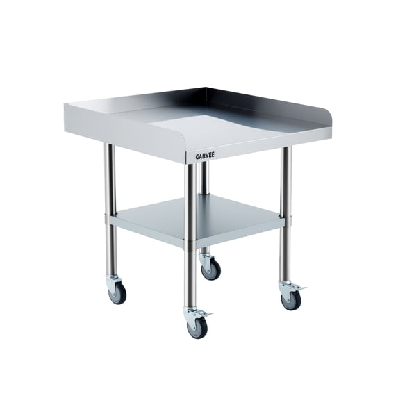 Stainless Steel Work Table, with 3-Sided Backsplash & Wheels, Height-Adjustable Undershelf, Prep Commercial Table for Restaurant, Hotel, Home and Warehouse, 30x30inch
