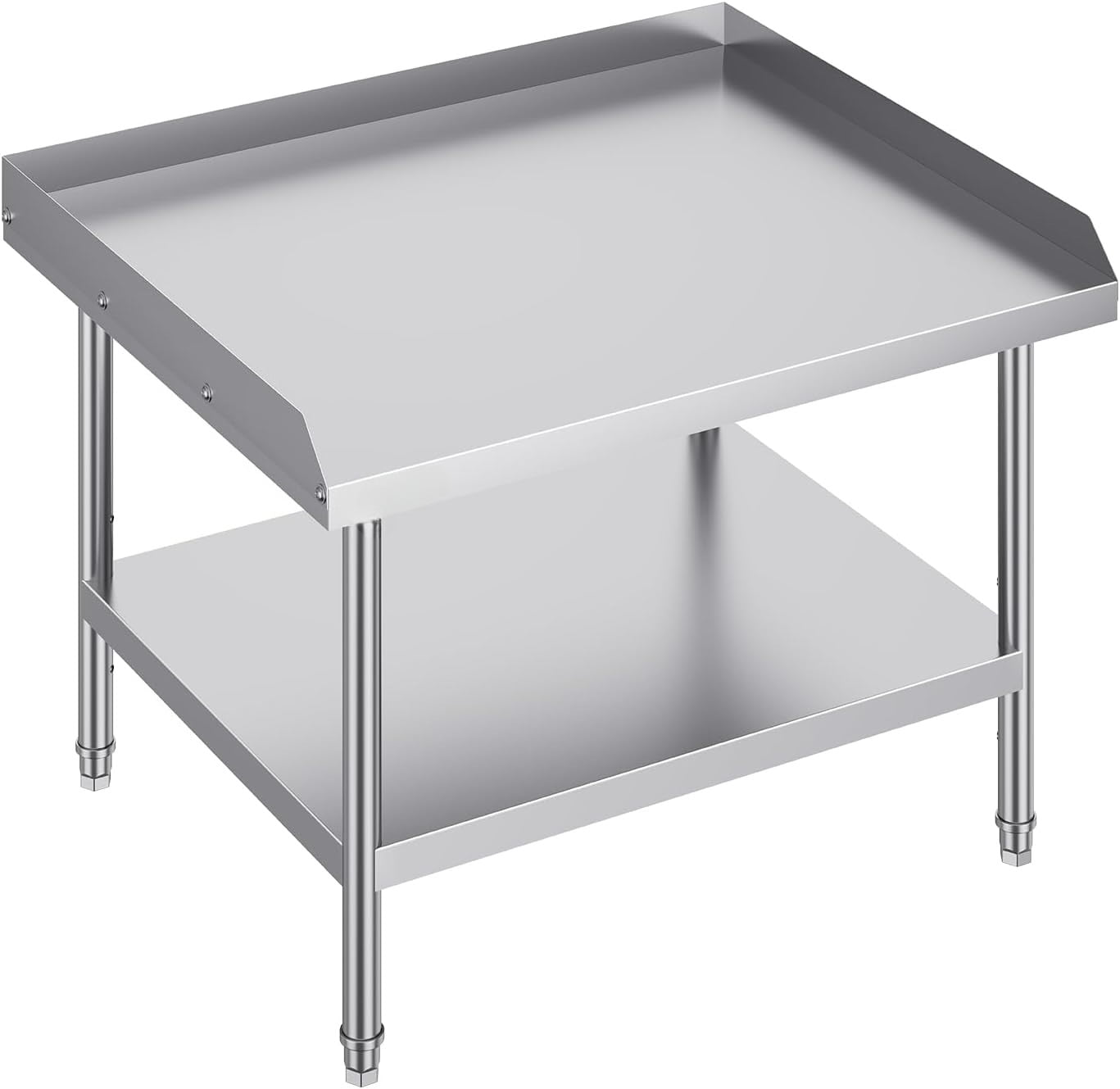 Stainless Steel Work Table, 30 x 36 x 26 Inch Commercial Food Prep Worktable, 3-Sided Backsplash Heavy Duty Prep Worktable, Metal Work Table with Adjustable Height for Restaurant Home Hotel