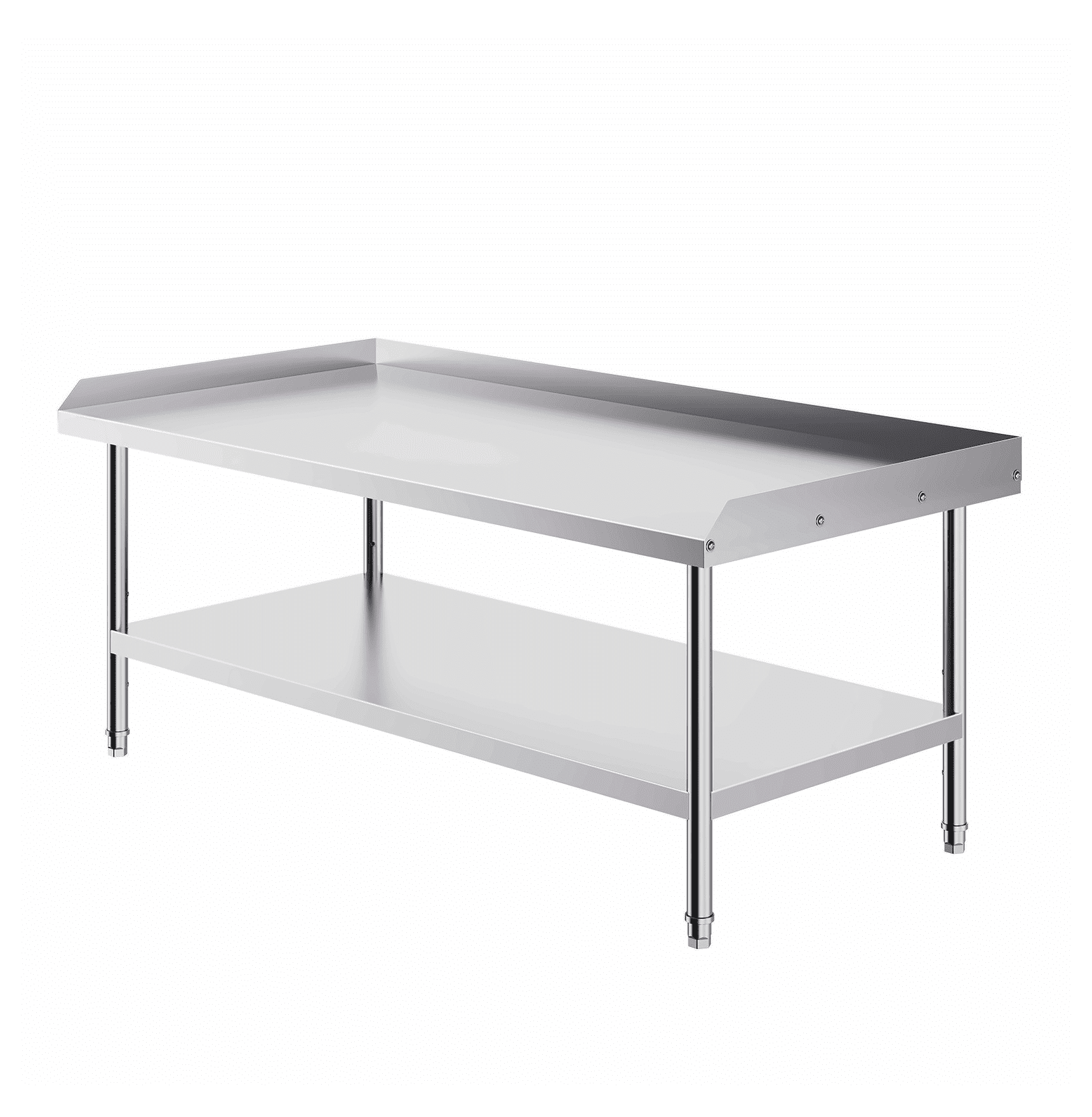 Stainless Steel Work Table 30x60x26 inch, Commercial Food Prep Table, Heavy Duty 3-Sided Backsplash, Adjustable Height Metal Worktable for Restaurant Home Hotel