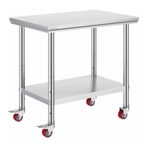 Stainless Steel Work Table 36x24 Inch, Commercial Kitchen Prep Table with Casters