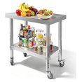 Stainless Steel Work Table with 4 Wheels 30 x 18 x 34 Inch Adjustable ...