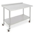 thumbnail image 1 of Stainless Steel Work Table, Food Prep Stainless Steel Table, Metal Table Cart Worktable with Caster Wheel, Commercial Workstation for Kitchen Restaurant Garage, Silver, 1 of 9