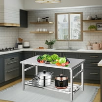 Stainless Steel Work Table Heavy Duty Foldable Prep Table with Adjustable Shelf, NSF Commercial Food Grade Metal Workbench for Restaurant,Bakery, Home