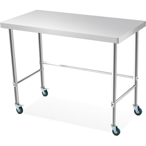 Stainless Steel Work Table,Prep Table with Wheels,Heavy Duty Food Prep Worktable for Commercial Kitchen Restaurant