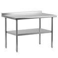 thumbnail image 1 of Stainless Steel Work Table with Shelf & Castor Wheels, Kitchen 2 Tiers Working Table, 1 of 6