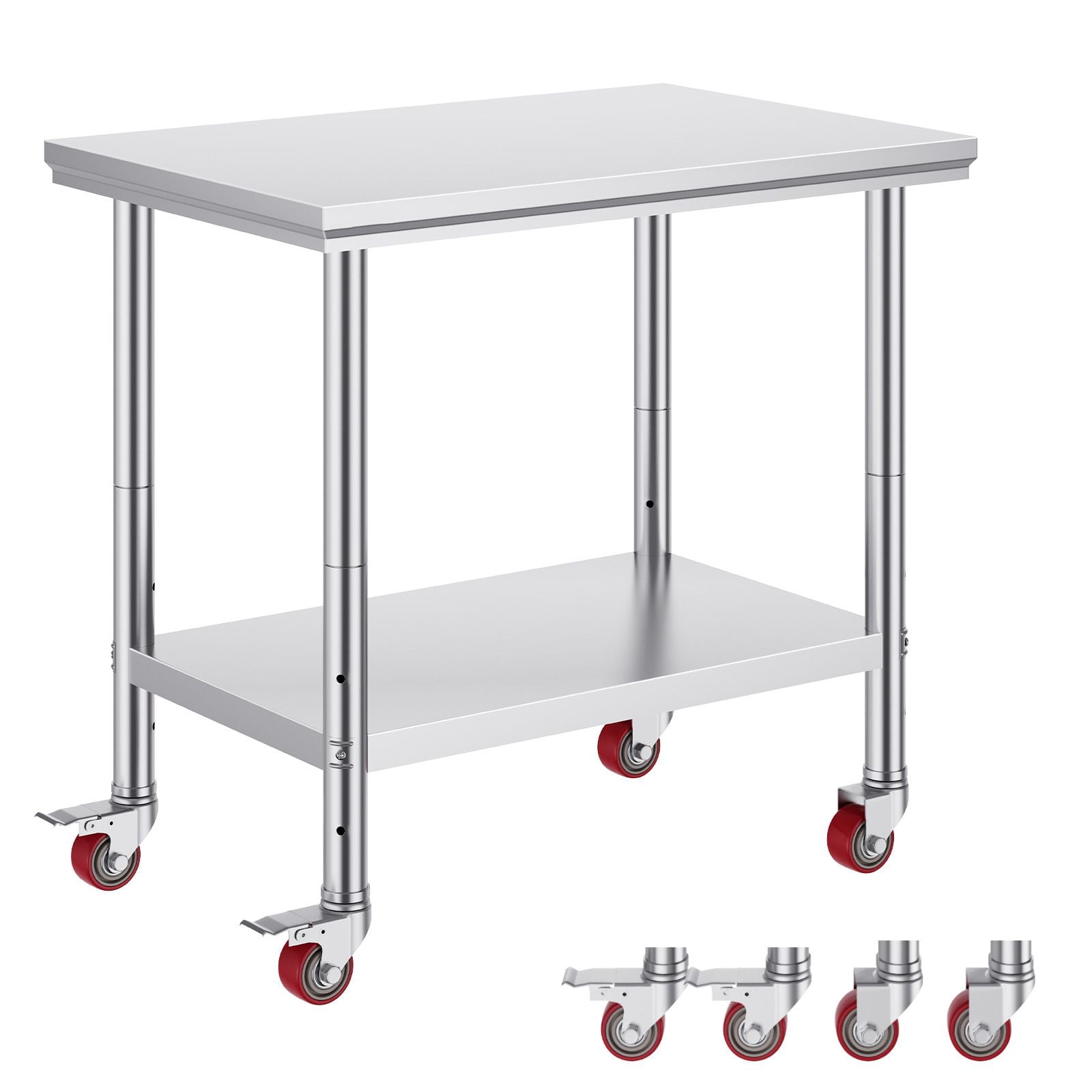Kichen Work Table Stainless Steel Work Table with Wheels, 3 Adjustable Height Levels ...