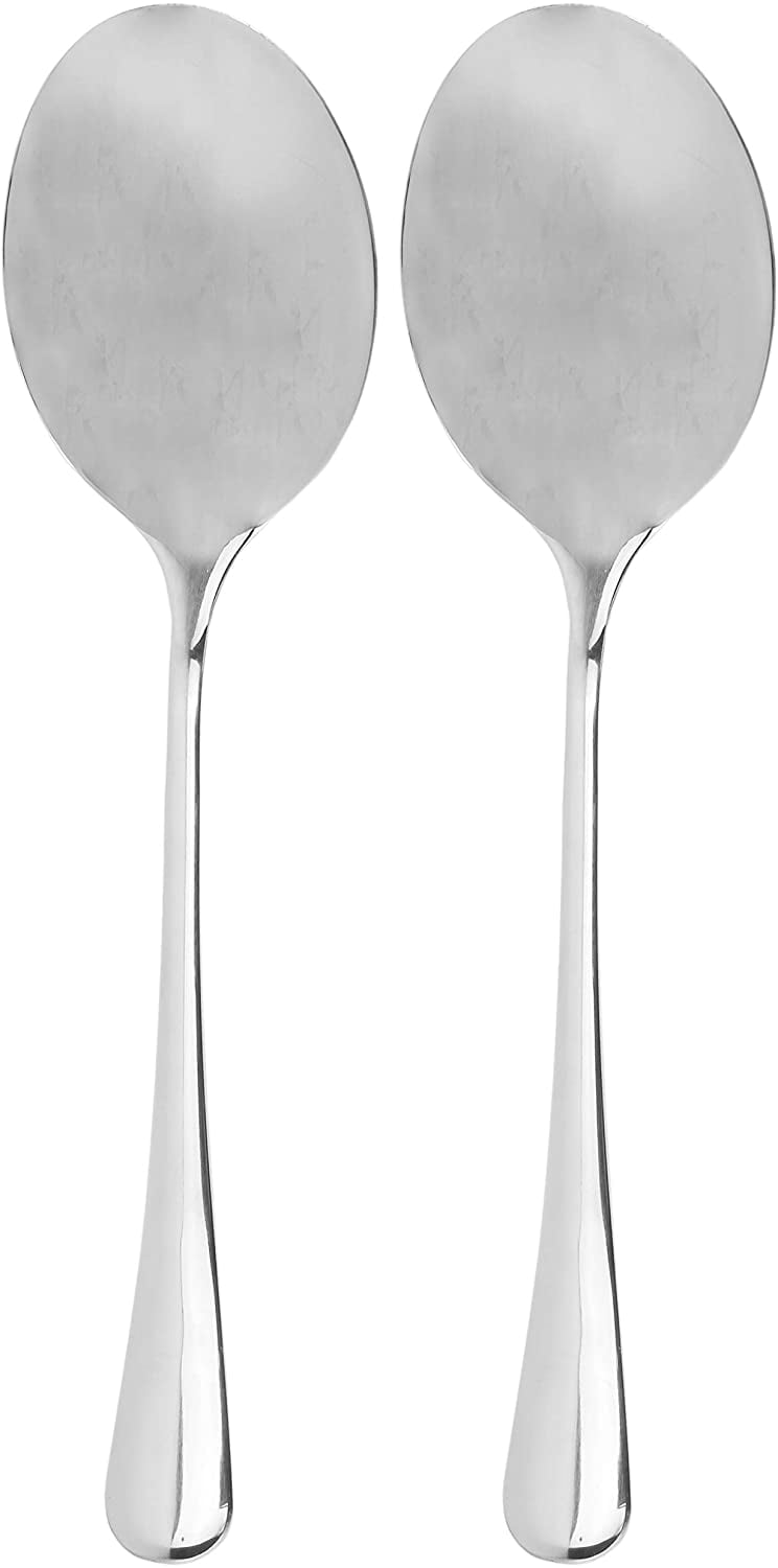Large Serving Spoons,304 Stainless Steel Cooking Spoon with Heat Resistant  Handle,Silver/12.4Inch 