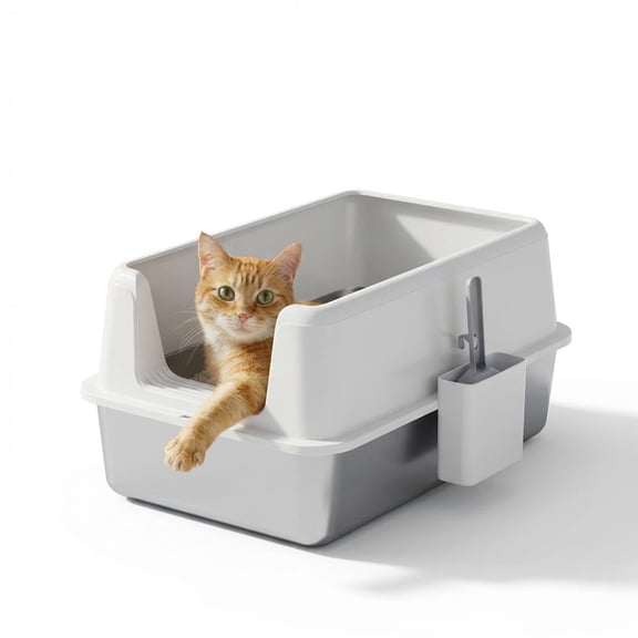 Stainless Steel XL Cat Litter Box, 8" Deep Enclosed Metal Litter Pan with Lid & Filter, Anti-Leak Non-Stick Design, Includes Scoop for Large Cats