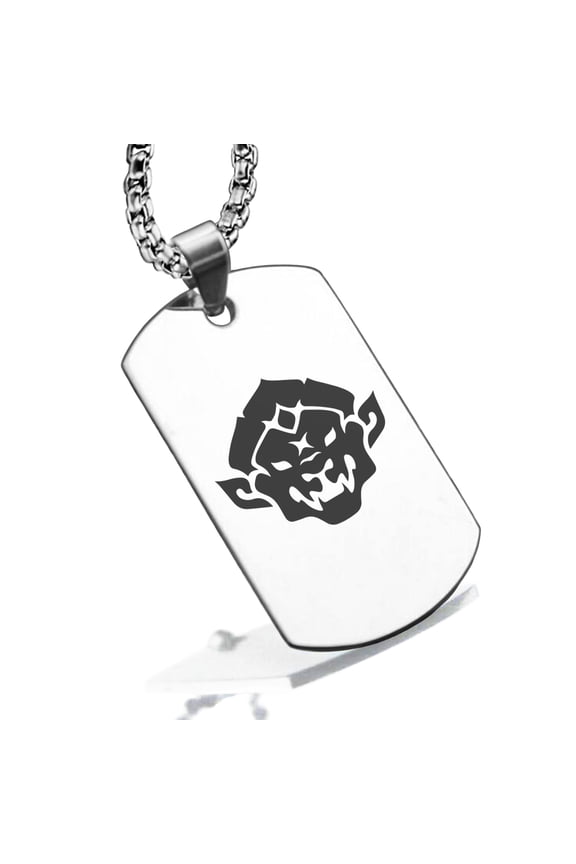 Stainless Steel Year of the Monkey Zodiac Dog Tag Pendant Necklace