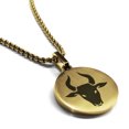 thumbnail image 1 of Stainless Steel Year of the Ox Zodiac Round Medallion Pendant Necklace, 1 of 3