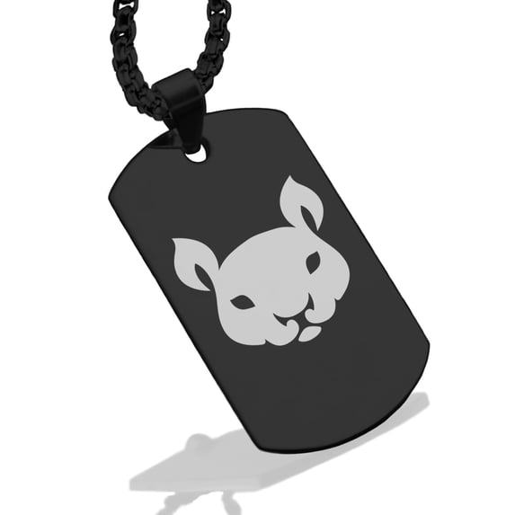 Stainless Steel Year of the Rat Zodiac Dog Tag Pendant Necklace