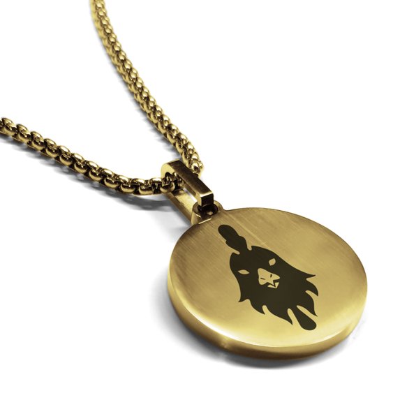 Stainless Steel Year of the Rooster Zodiac Round Medallion Pendant Necklace