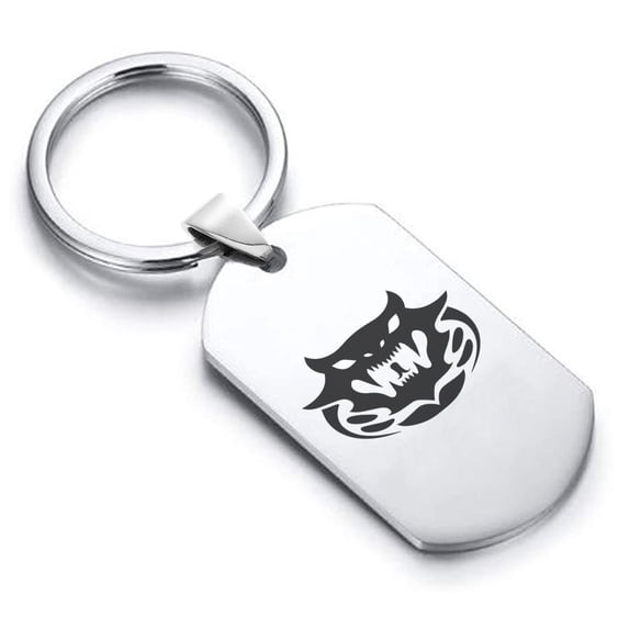 Stainless Steel Year of the Snake Zodiac Dog Tag Keychain Circle Ring