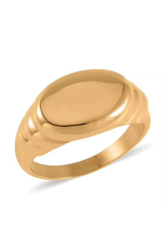 Stainless Steel Yellow Gold ION Plated Signet Ring for Mens Jewelry Size 13 Birthday Christmas Gifts for Women