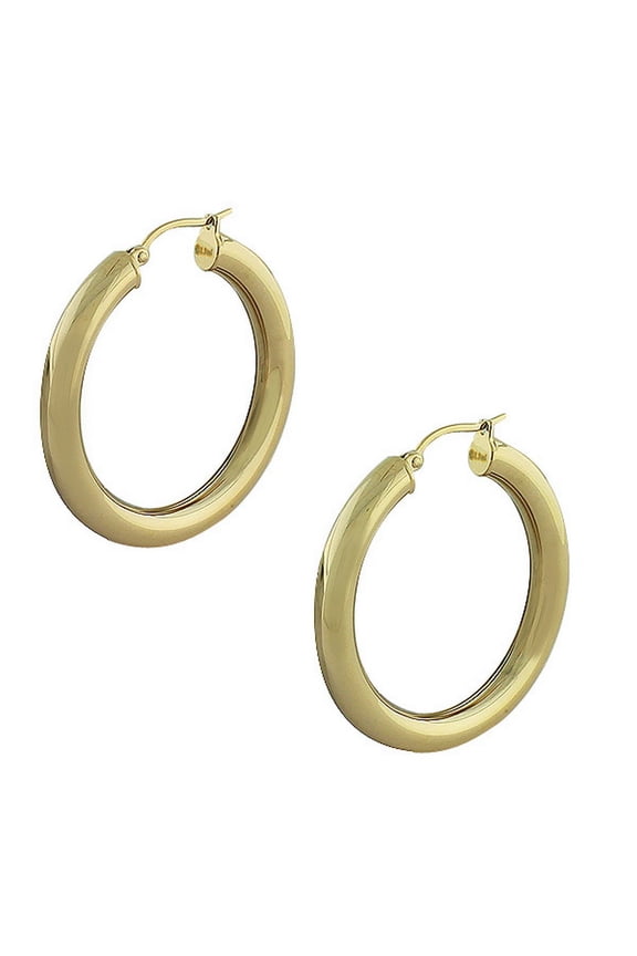 Stainless Steel Yellow Gold-Tone Classic Hoop Earrings 1.5" inches