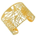 thumbnail image 1 of Stainless Steel Yellow Gold-Tone Cut-Out Design Wide Open End Cuff Bangle Bracelet, 1 of 2