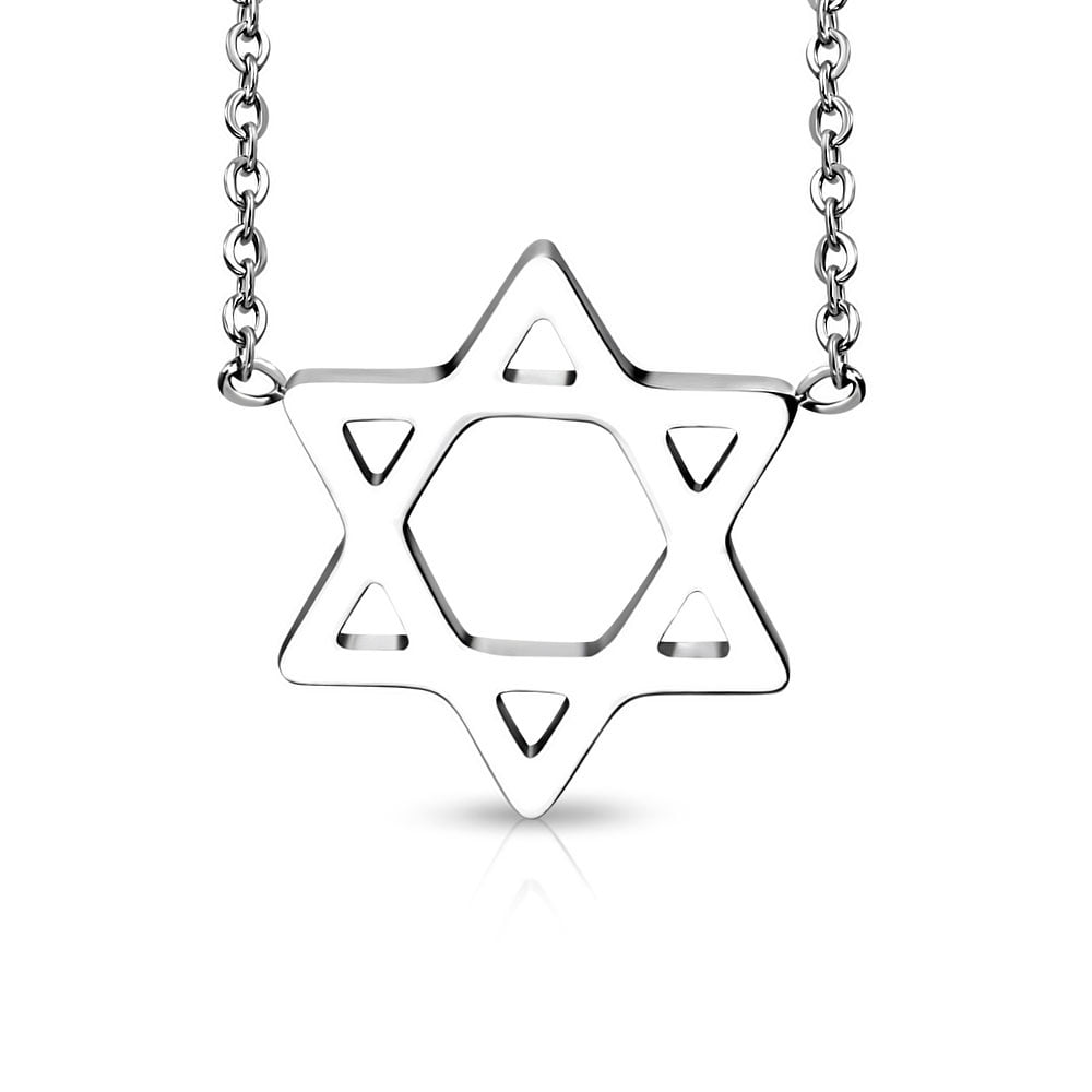 Stainless Steel Yellow Gold-Tone Jewish Star of David Pendant