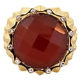 thumbnail image 1 of Stainless Steel Yellow Gold-Tone Red White CZ Large Statement Cocktail Ring, 1 of 2
