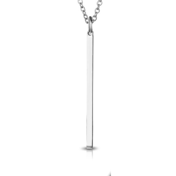 Stainless Steel Yellow Gold-Tone Silver-Tone Vertical Bar Pendant Necklace, 18"
