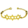 thumbnail image 1 of Stainless Steel Yellow Gold-Tone Triple Jewish Star of David Chain Bracelet, 9", 1 of 2