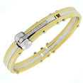 thumbnail image 1 of Stainless Steel Yellow Gold-Tone and Silver-Tone White CZ Men's Handcuff Bracelet, 1 of 3