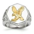 thumbnail image 1 of Stainless Steel Yellow IP-plated With 925 Sterling Silver Eagle Polished Ring Size: 11; for Adults and Teens; for Women and Men, 1 of 7