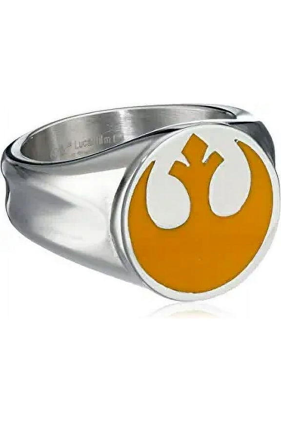Stainless Steel Yellow Rebel Symbol Ring