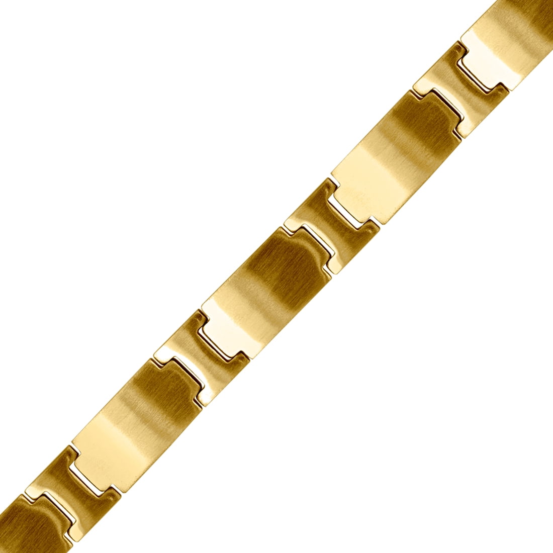 Stainless Steel Yellow-tone Mens 12mm Matte Finish Bracelet-9inch Link Bracelet for Men