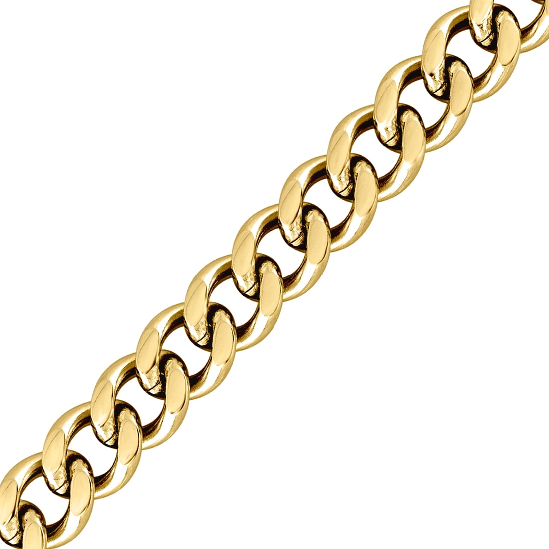 Stainless Steel Yellow-tone Mens Comfort Curb Link 13mm Bracelet-7.8inch Link Bracelet for Men