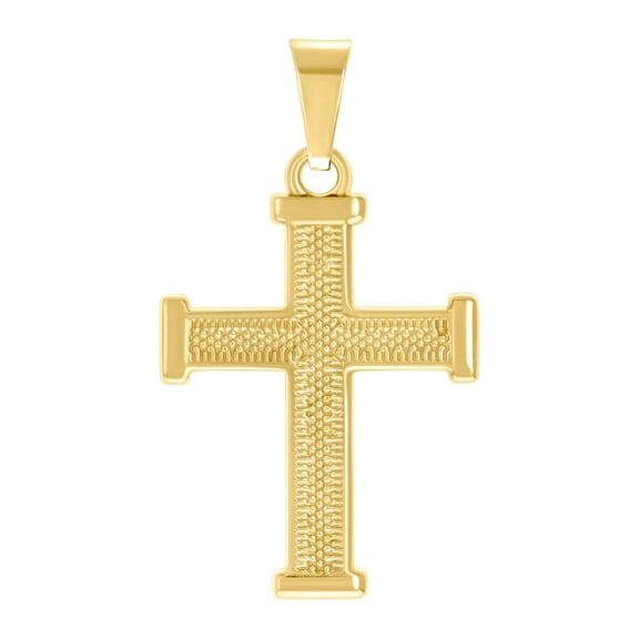 Stainless Steel Yellow tone Mens Cross Religious Charm Pendant Necklace for Men