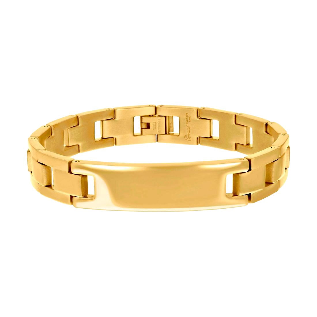 Stainless Steel Yellow-tone Mens Fashion Bracelet 8.5 Inch 12mm Wide Link Bracelet for Men