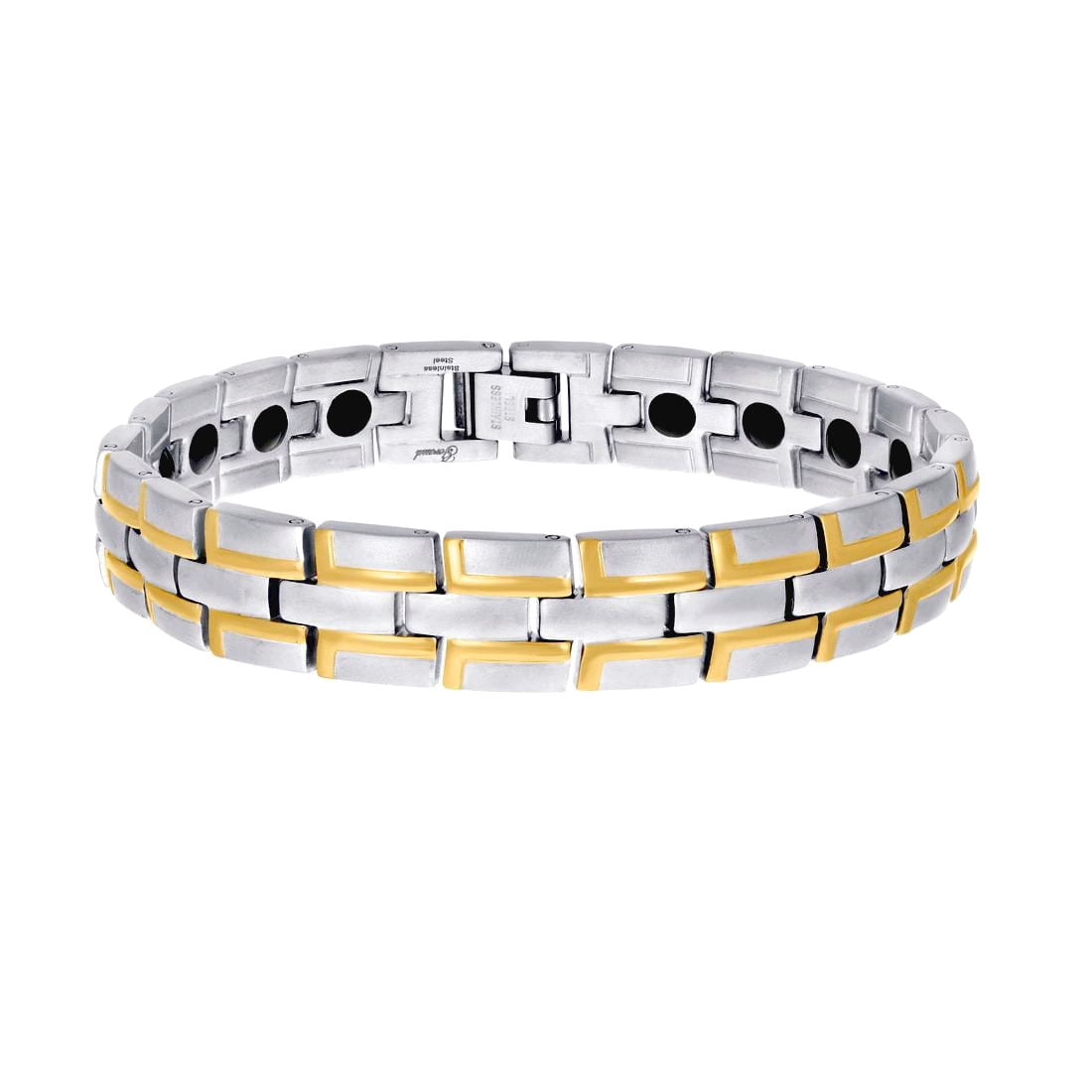 Stainless Steel Yellow-tone Mens Fashion Bracelet 8.5 Inch 12mm Wide Link Bracelet for Men
