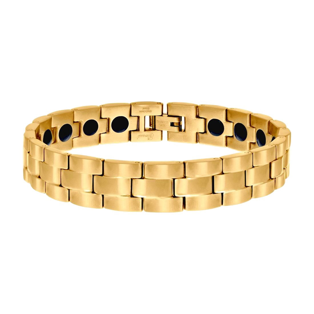 Stainless Steel Yellow-tone Mens Fashion Bracelet 8 Inch 12mm Wide Link Bracelet for Men