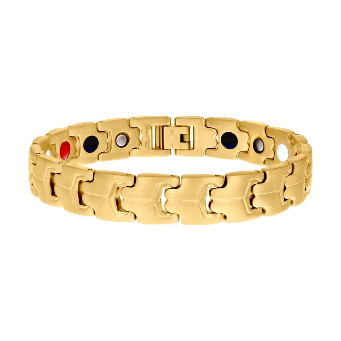 Stainless Steel Yellow-tone Mens Fashion Bracelet 8 Inch 12mm Wide Link Bracelet for Men