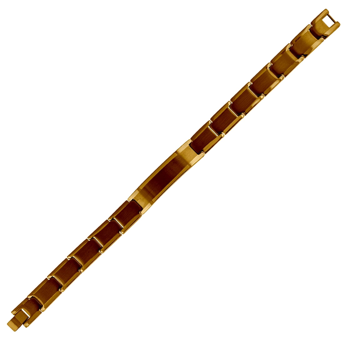 Stainless Steel Yellow-tone Mens Fashion Link ID Bracelet Identification Bracelet for Men
