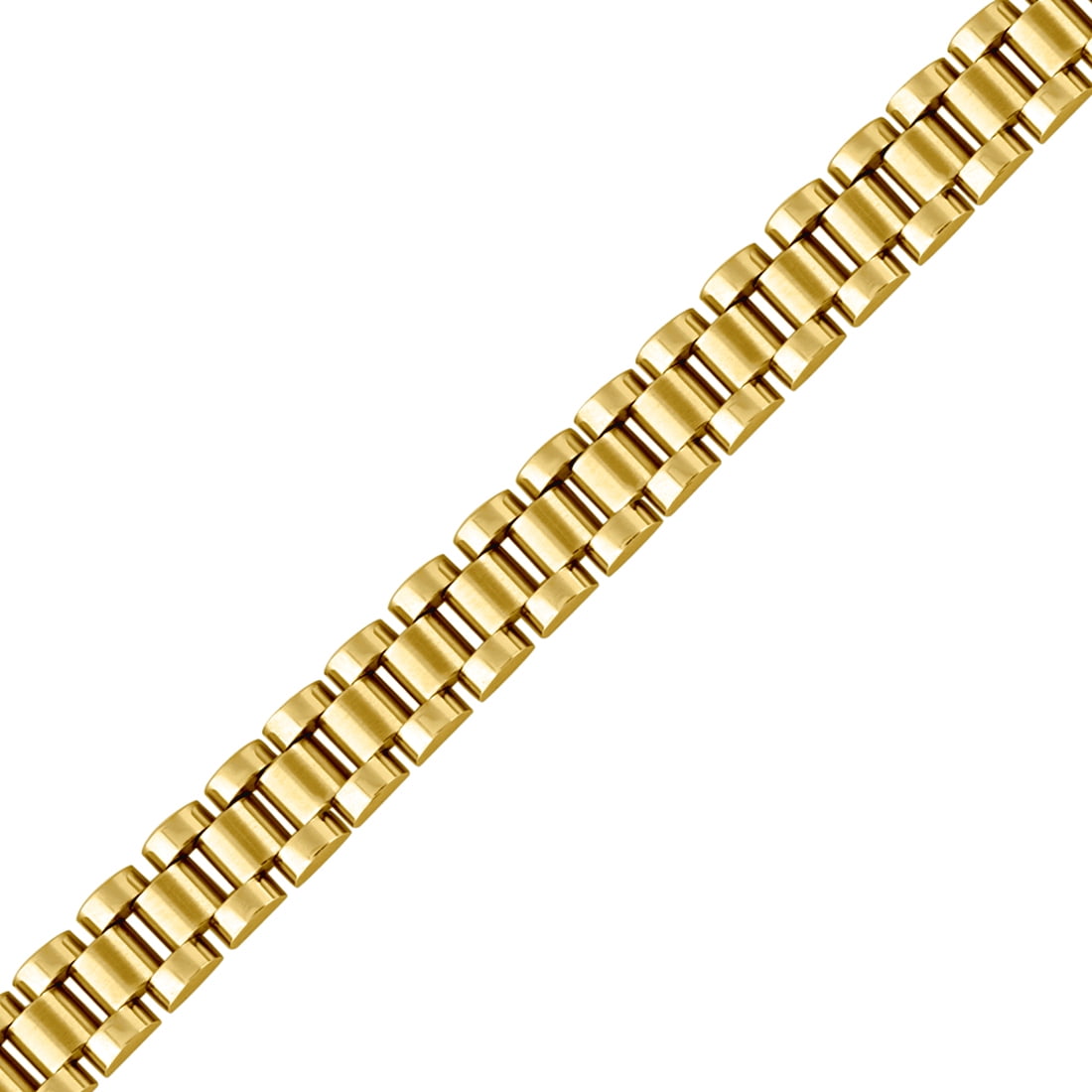Stainless Steel Yellow-tone Mens Presidential 10mm Bracelet- 8inch Link Bracelet for Men