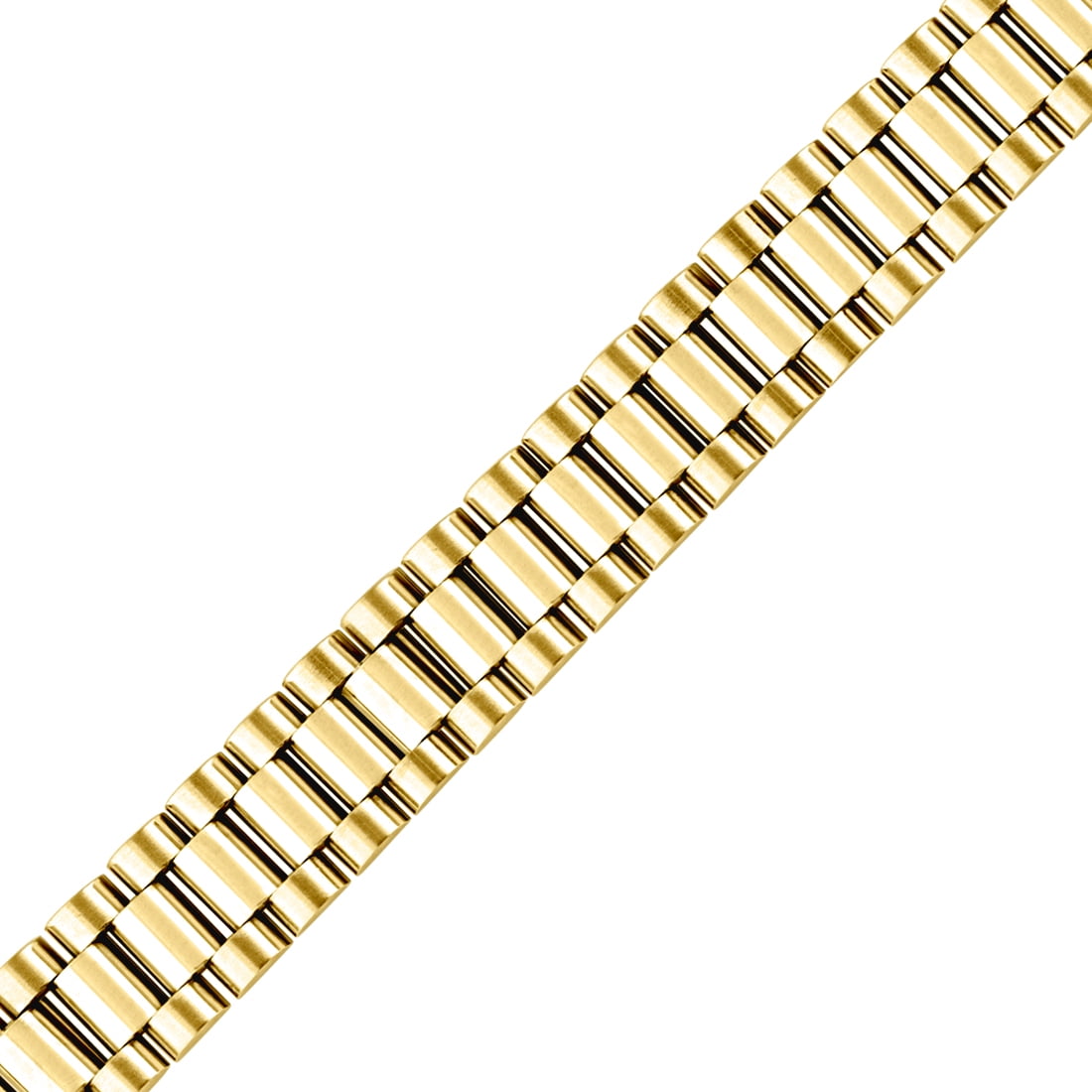 Stainless Steel Yellow-tone Mens Presidential 15mm Bracelet- 8.5inch Link Bracelet for Men