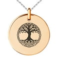 thumbnail image 1 of Tioneer Stainless Steel Yggdrasil Great Tree of Life Viking Norse Engraved Small Medallion Circle Charm Pendant Necklace, 1 of 1
