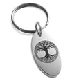 thumbnail image 1 of Stainless Steel Yggdrasil Great Tree of Life Viking Norse Engraved Small Oval Charm Keychain Keyring, 1 of 1