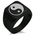 thumbnail image 1 of Stainless Steel Yin Yang Geometric Pattern Biker Style Polished Ring, 1 of 1