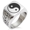 thumbnail image 1 of Tioneer Stainless Steel Yin Yang Geometric Pattern Biker Style Polished Ring, 1 of 1