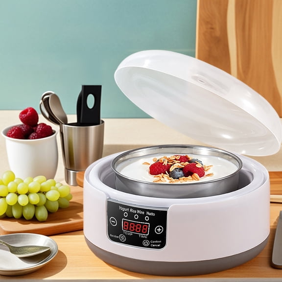 Stainless Steel Yogurt Maker - Fully Automatic, Multifunctional for Homemade Yogurt, Natto, Rice Wine - Intelligent Constant Temperature, Timed Control, 15W Energy Saving