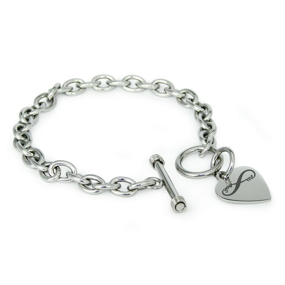 Tioneer Stainless Steel You and Me Infinity Heart Charm Bracelet, Necklace, or Set