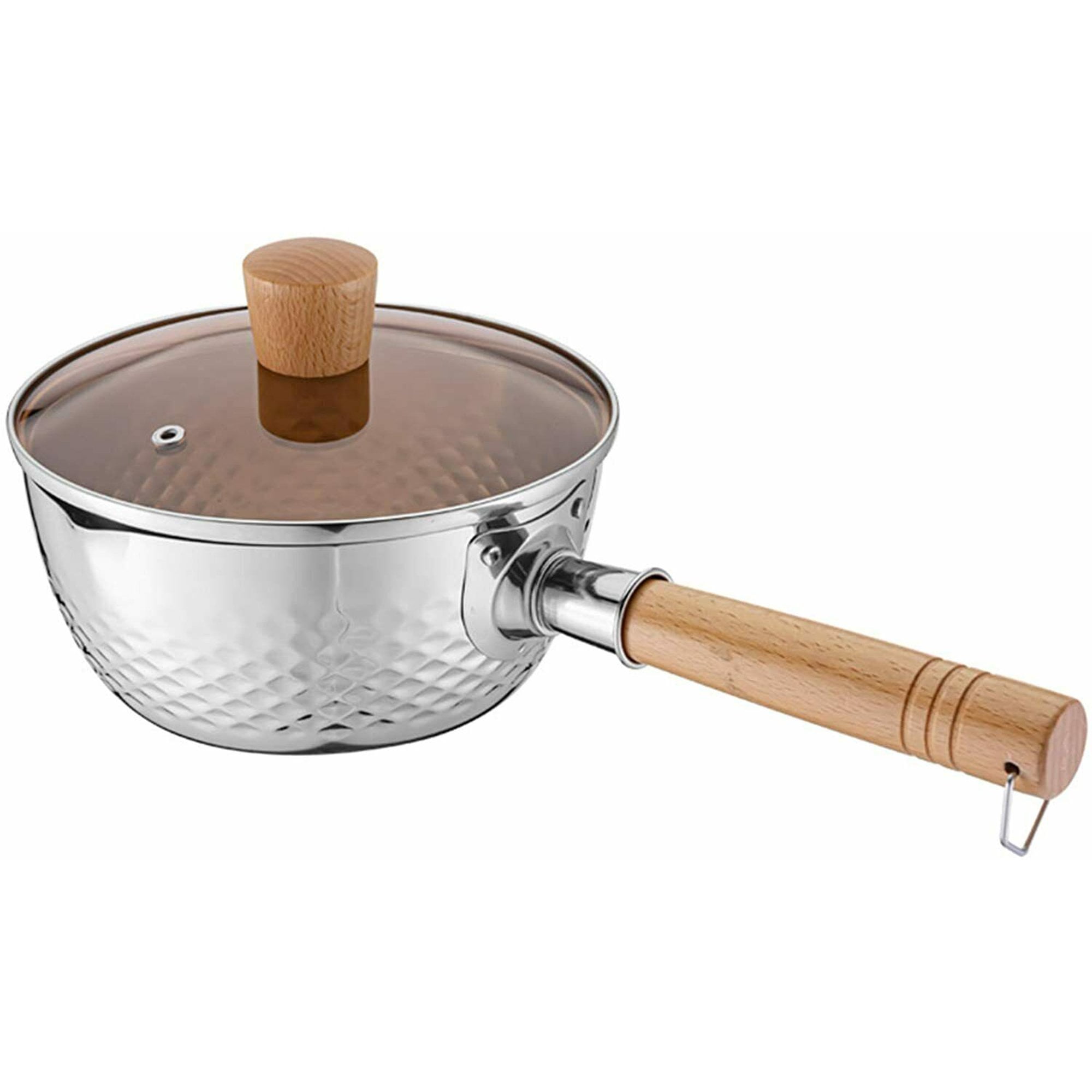Rorence Stainless Steel Saucepan Sauce Pan with Pour Spout & Glass Lid with  Strainer - 3.7 Quart