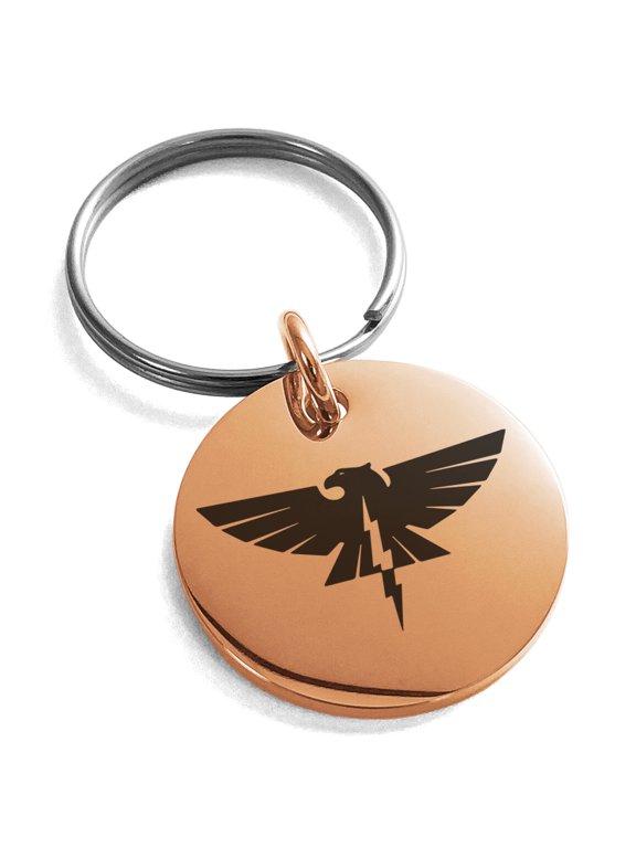 Stainless Steel Zeus Greek God of Sky Engraved Small Medallion Circle Charm Keychain Keyring