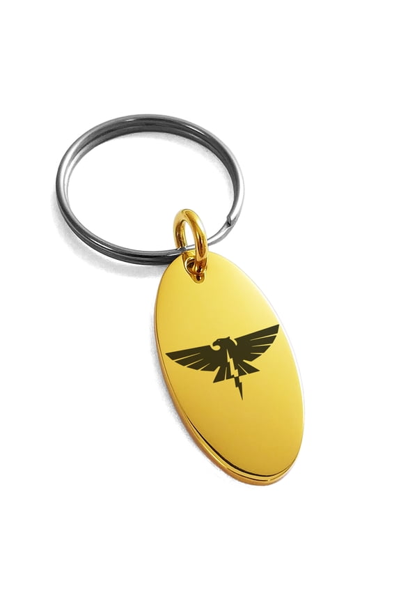Stainless Steel Zeus Greek God of Sky Engraved Small Oval Charm Keychain Keyring