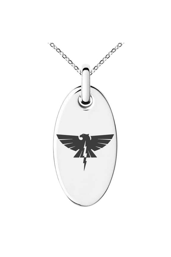 Stainless Steel Zeus Greek God of Sky Engraved Small Oval Charm Pendant Necklace