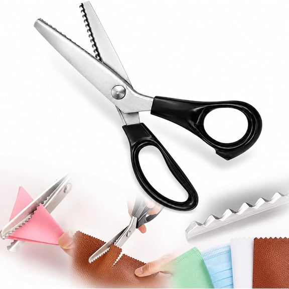 Stainless Steel Zig Zag Pinking Shears Diy Serrated Sewing Scissor,1pcs | 5mm Triangular Teeth With Ergonomic Grip, Anti-Fray Edges And Controlled Cutting For Fabric, Ribbon, Paper And Crafts